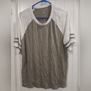 American Eagle Outfitters Green and White Raglan Tee